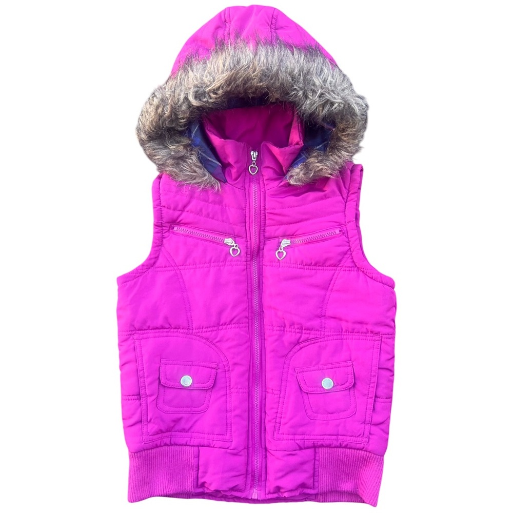 Y2K Vintage Fur Trim Puffer Vest